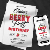 Berry First Birthday Strawberry Kaart