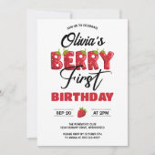 Berry First Birthday Strawberry Kaart (Voorkant)