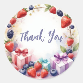 Berry First Birthday Strawberry Party - Dank u Ronde Sticker