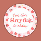 Berry First Birthday Strawberry Ronde Sticker