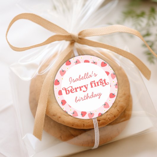 Berry First Birthday Strawberry Ronde Sticker