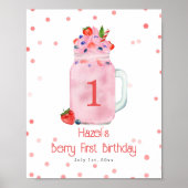 Berry First Birthday Strawberry Smoothie Poster (Voorkant)