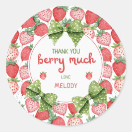 Berry First Birthday Strawberry Thank You Ronde Sticker
