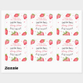 Berry First Birthday Strawberry Vierkante Sticker (Vel)