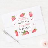 Berry First Birthday Strawberry Vierkante Sticker (Envelop)