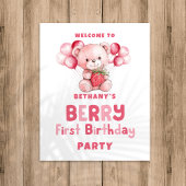 Berry First Birthday Strawberry Welkom op het fees Poster
