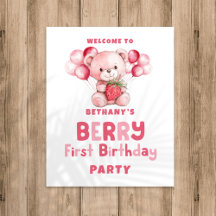 Berry First Birthday Strawberry Welkom op het fees