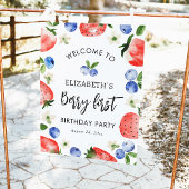 Berry First Birthday Strawberry Welkom Poster