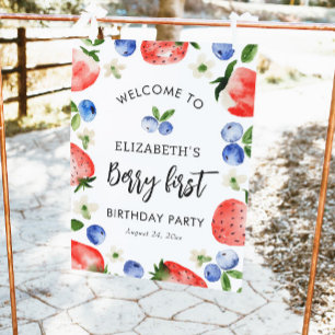Berry First Birthday Strawberry Welkom Poster