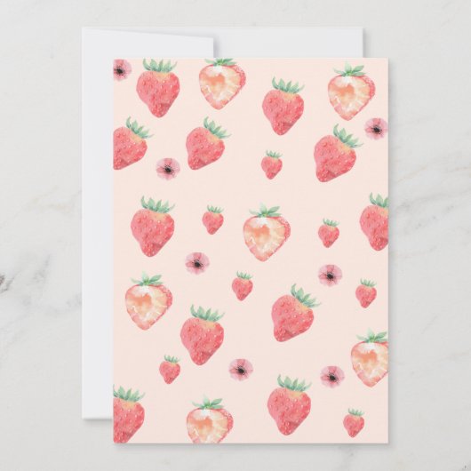 Berry First Birthday Stylish Pink aardbery Kaart (Achterkant)