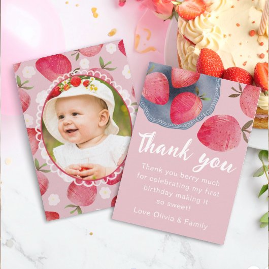 Berry First Birthday Thank You Card Bedankkaart