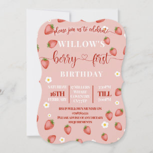 Berry First Birthday Thema Party Uitnodigingen