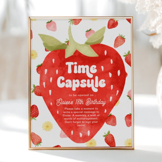 Berry First Birthday Time Capsule Sign