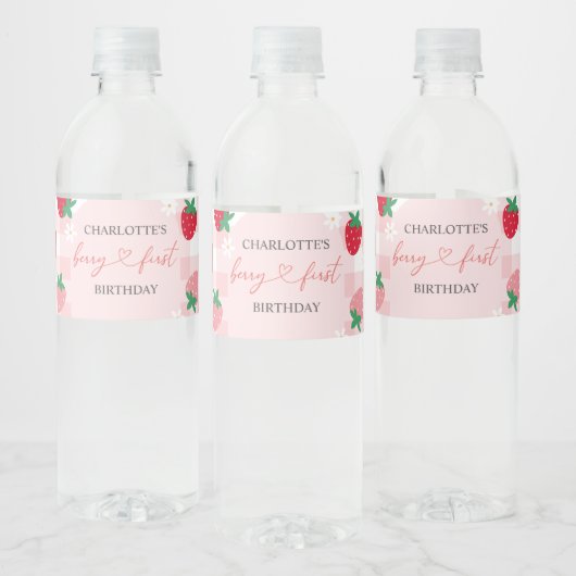 Berry First Birthday Water Bottle Labels Waterfles Etiket (Flessen)
