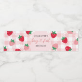 Berry First Birthday Water Bottle Labels Waterfles Etiket (Enkel label)