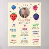 Berry First Birthday Waterverf Poster (Voorkant)