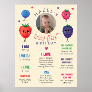Berry First Birthday Waterverf Poster