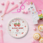 Berry First Birthday Zacht roze Papieren Bordje (Feest)