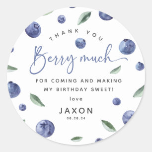 'Berry First' Blauwe Bes 1e Verjaardag Ronde Sticker
