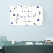 'Berry First' Blauwe Bes 1e Verjaardagsfeestje Spandoek (Beurs)