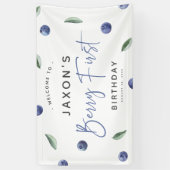 'Berry First' Blauwe Bes 1e Verjaardagsfeestje Spandoek (Verticaal)