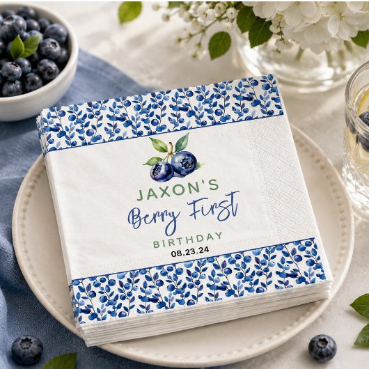 Berry First Blauwebes 1e Verjaardagsfeestje Servet