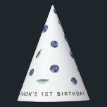 'Berry First' Blueberry 1e verjaardag Feesthoedjes<br><div class="desc">Vier het 1e verjaardagsfeest van je kind met deze populaire bosbessen thema 'Berry First Birthday' Party Petten. Dit eenvoudige ontwerp heeft een elegante sjabloon versierd met waterverf bosbessen en groene bladeren op een klassieke witte achtergrond.</div>