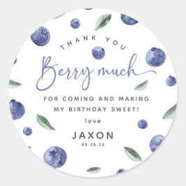 'Berry First' Blueberry 1e verjaardag Ronde Sticker