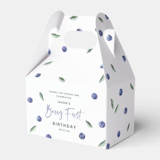 'Berry First' Blueberry 1e verjaardagsfeestje Bedankdoosjes (Achterkant)