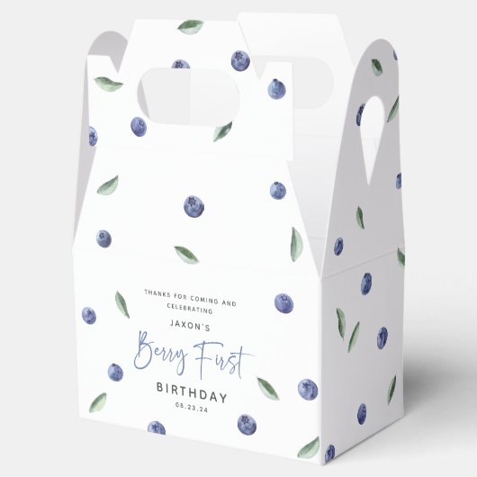 'Berry First' Blueberry 1e verjaardagsfeestje Bedankdoosjes (Geopend)