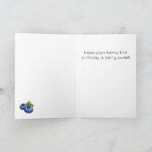 Berry First Blueberry Happy Birthday Card Kaart (Binnen)