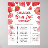 Berry First Boho Strawberry Birthday Milestone Poster (Voorkant)