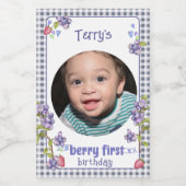 Berry First Boy's Birthday Voedselcontainer Etiket (Enkel label)