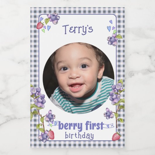 Berry First Boy's Birthday Voedselcontainer Etiket (Enkel label)