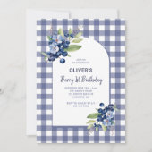 Berry First Boys Foto Blauw 1e Verjaardag Kaart (Voorkant)