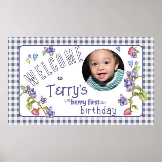Berry First Boy's Verjaardagsbanner Poster (Voorkant)