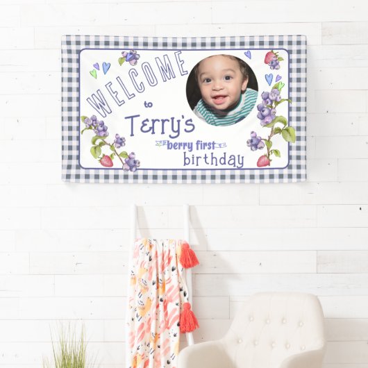 Berry First Boy's Verjaardagsbanner Spandoek (Insitu)