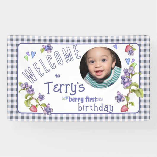 Berry First Boy's Verjaardagsbanner Spandoek (Horizontaal)
