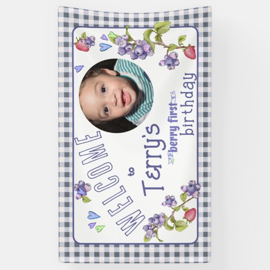 Berry First Boy's Verjaardagsbanner Spandoek (Verticaal)