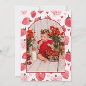 Berry First Coquette Pink Bow Foto 1e verjaardag Kaart (Achterkant)