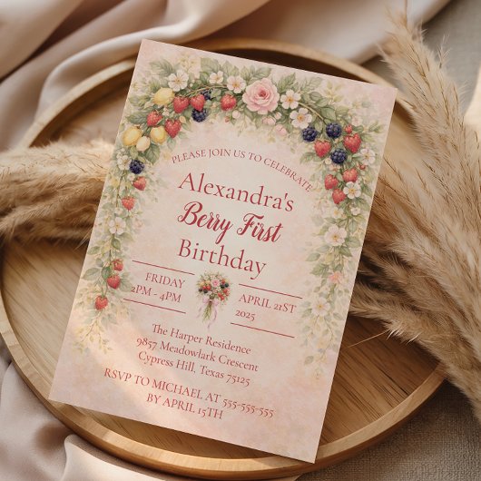 Berry First Garden 1st Birthday Kaart