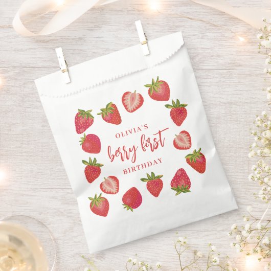 Berry First Girls aardbei Personalized Birthday Bedankzakje (Geknipt)