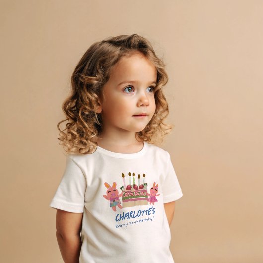 Berry First Happy Birthday Bunnies en Cake Blue