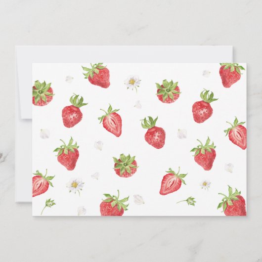 Berry First Strawberry 1st Birthday Foto Bedankkaart (Achterkant)