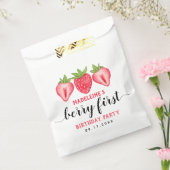 Berry First Strawberry 1st Birthday Party Custom F Bedankzakje (Gezegeld)