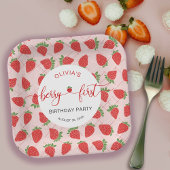 Berry First Strawberry 1st Birthday Party Papieren Bordje