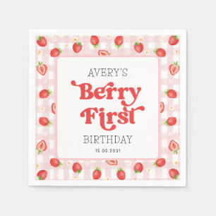 Berry First Strawberry 1st Birthday Party Servet