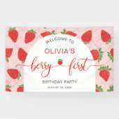 Berry First Strawberry 1st Birthday Party Spandoek (Horizontaal)
