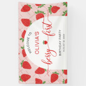 Berry First Strawberry 1st Birthday Party Spandoek (Verticaal)