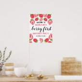 Berry First Strawberry 1st Birthday Welkom Poster (Keuken)